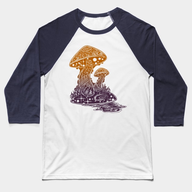 Shroom Swamp Baseball T-Shirt by HenryBennettArt